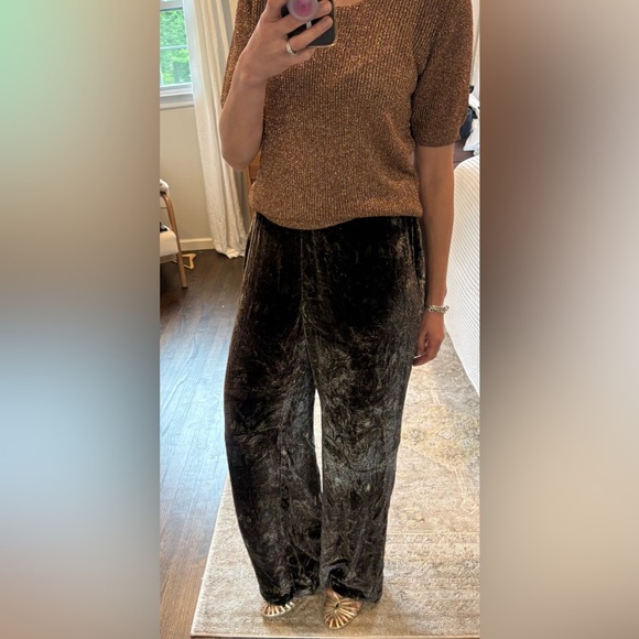 Kate Hill Silk Blend Velvet Paisley Palazzo Pants - Picture 12 of 12